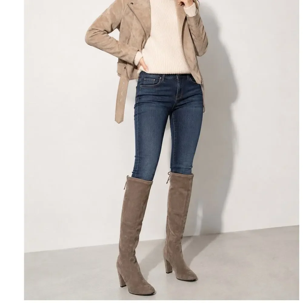 Stuart Weitzman Taupe Suede Tie-Top Over-the-Knee Boots Size 9M Fall Fashion